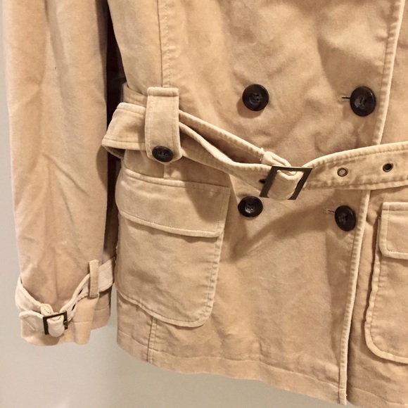 Charter Club faux fur tan pea coat trench jacket vintage Y2k double breasted - Picture 3 of 3